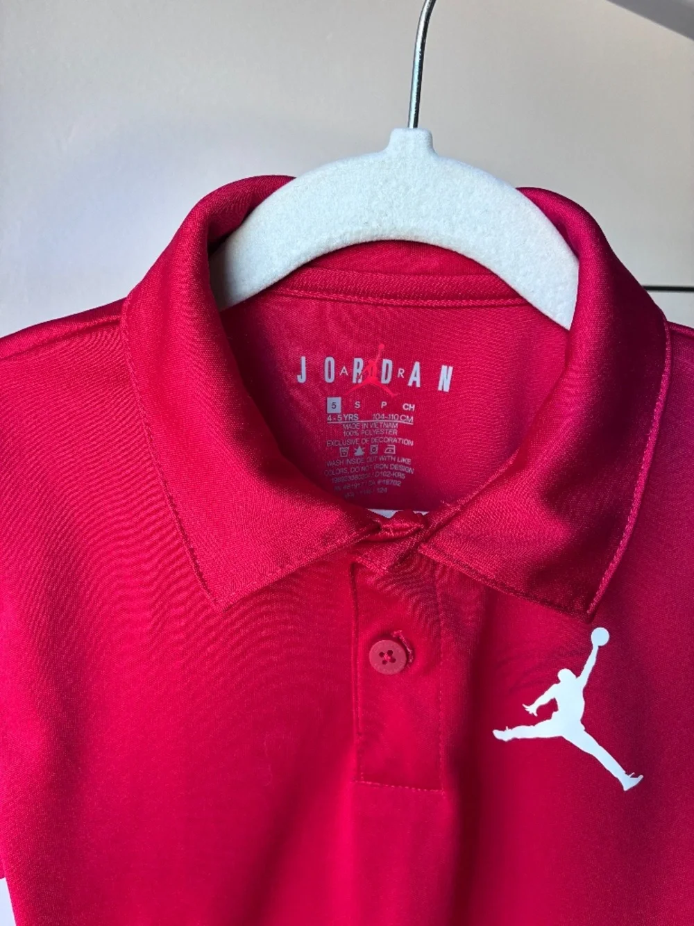 Jordan Boys 2-Piece Outfit Set Red Polo & Black Shorts Size 5
